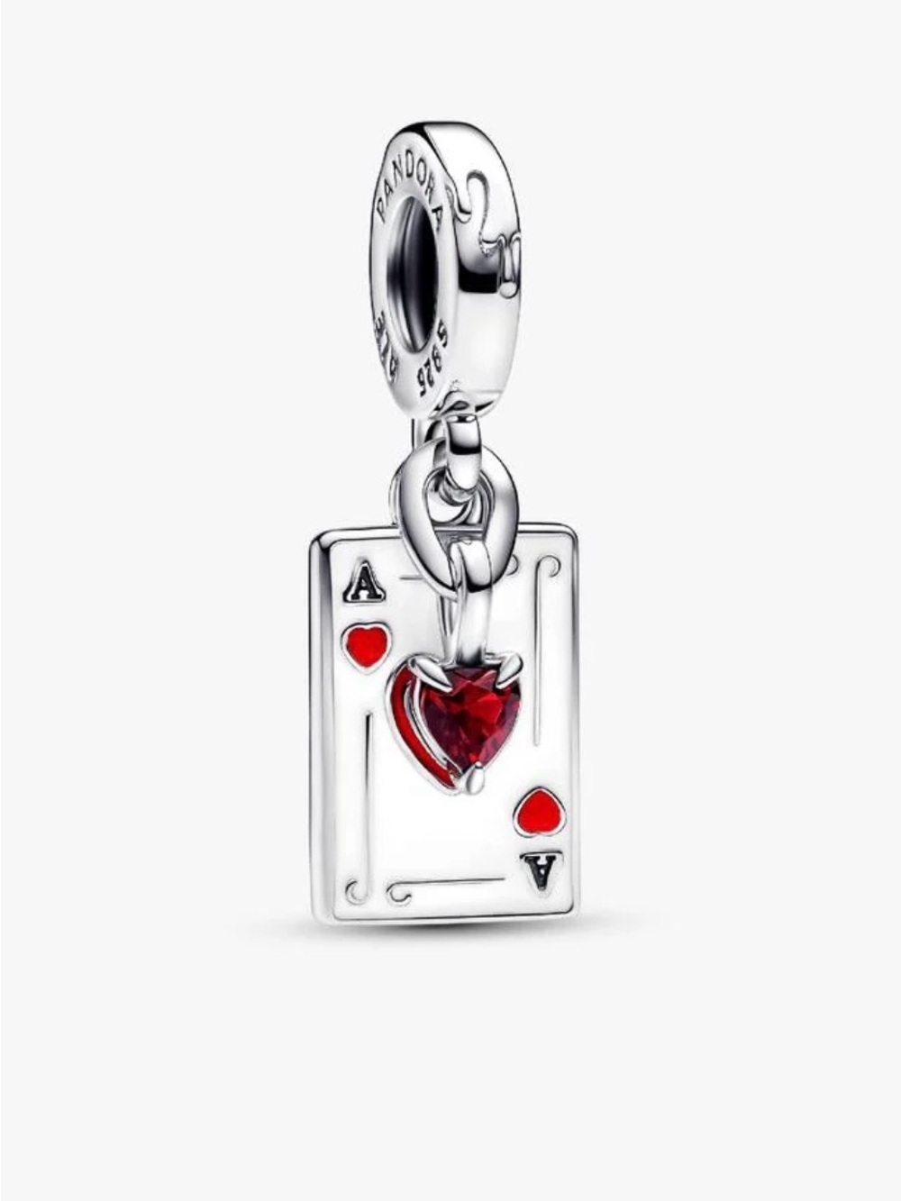 Pandora Sterling Silver Queen of Hearts Charm with Red Stone